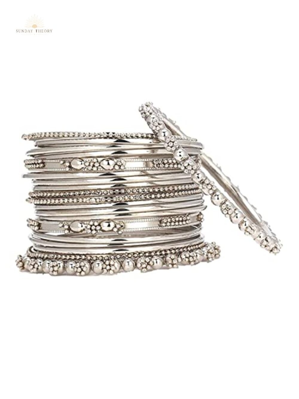 Oxidized Silver Bangle Set of 20 Boho Indian Vintage Bracelets Women Alloy